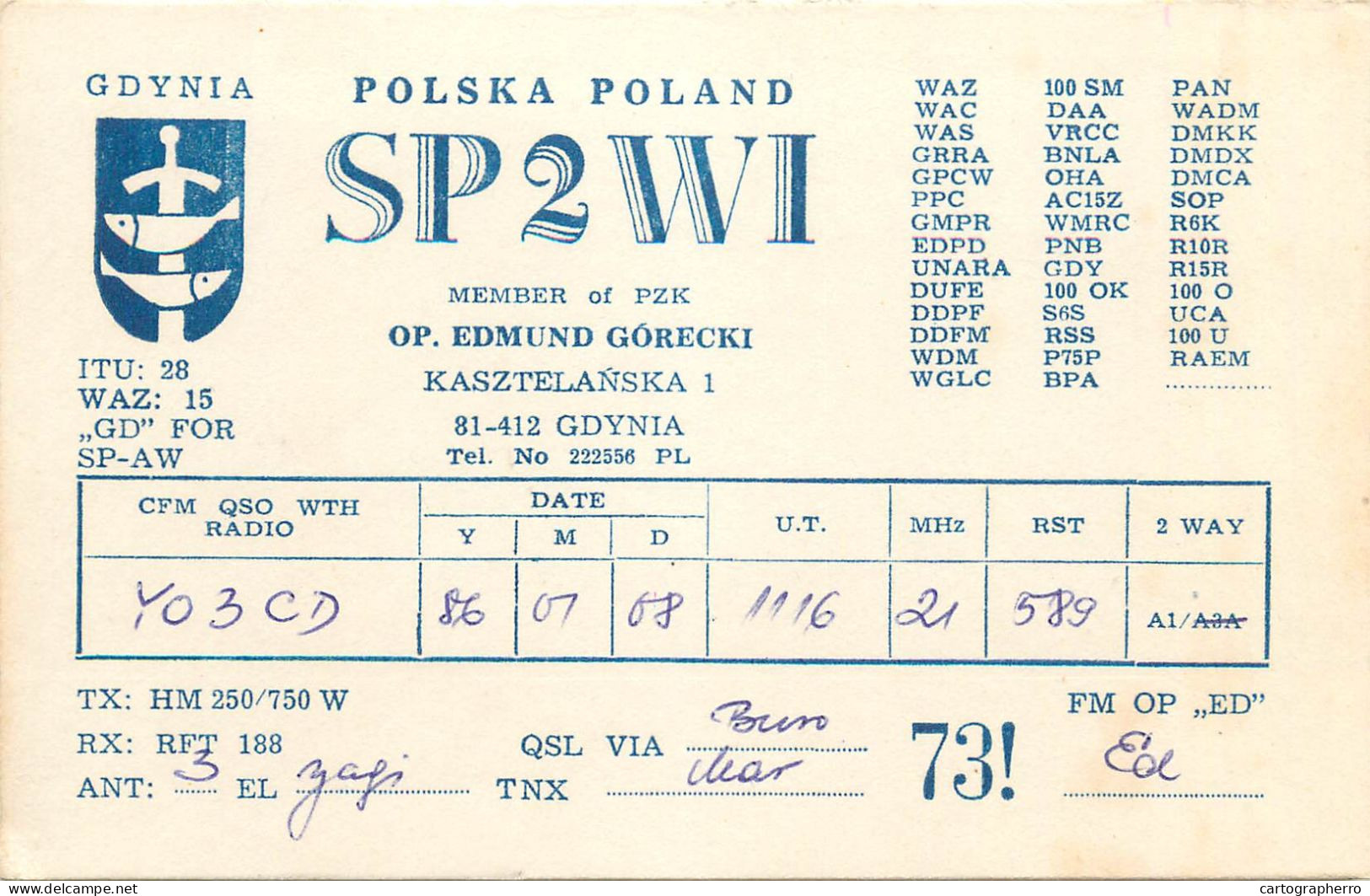 QSL Card POLAND Polish Radio Amateur Station SP2WI Edmund - Amateurfunk