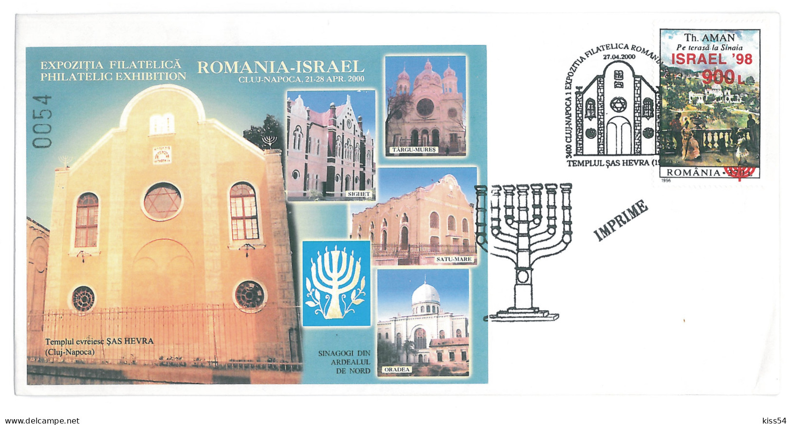 COV 91 - 3033 Jews Temple SAS HEVRA, Cluj-Napoca, Romania - Cover - Used - 2000 - Jewish