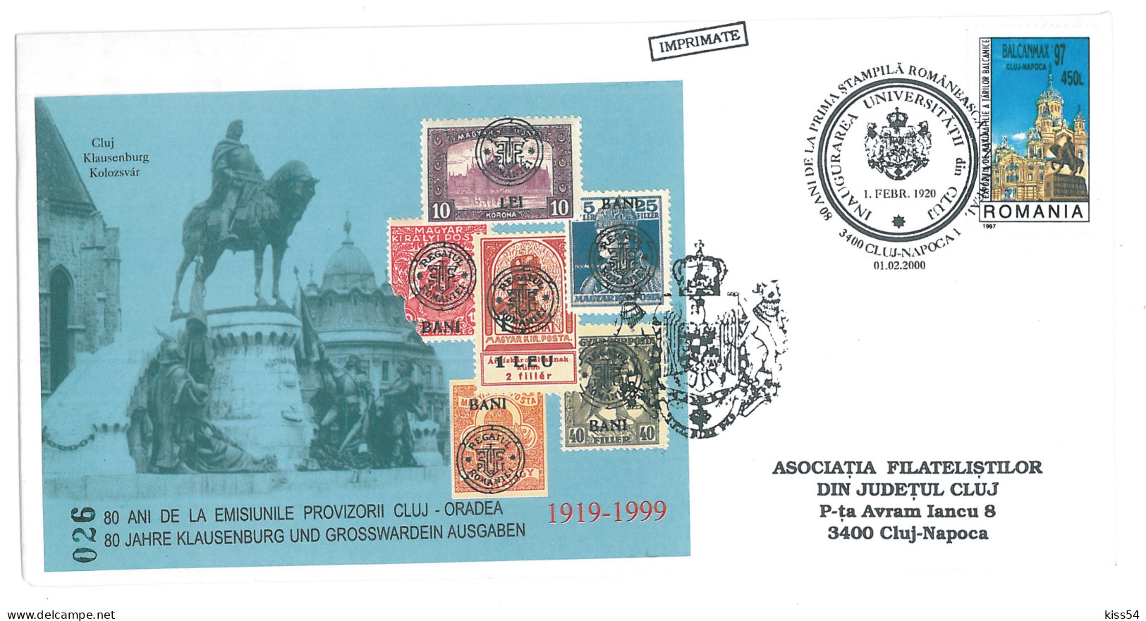 COV 91 - 3038 80 Years Since The First Romanian Cancellation From Transylvania,  Romania - Cover - Used - 2000 - Colis Postaux