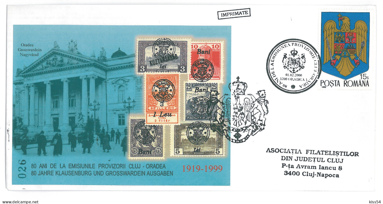 COV 91 - 3037 80 Years Since The Cluj-Oradea Philatelic Edition, Romania - Cover - Used - 2000 - Cartes-maximum (CM)