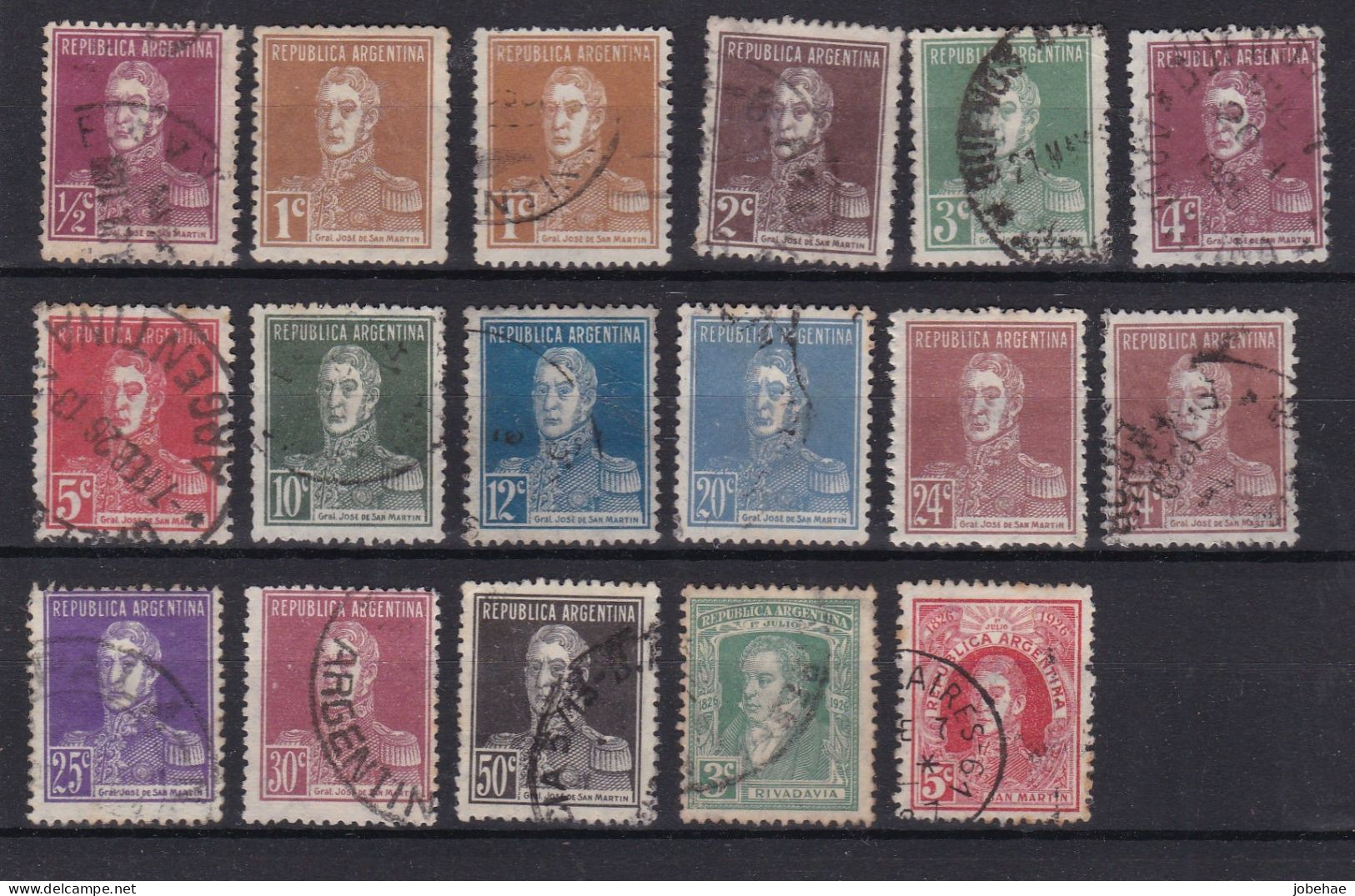 Argentine YT° 296-308 - Used Stamps