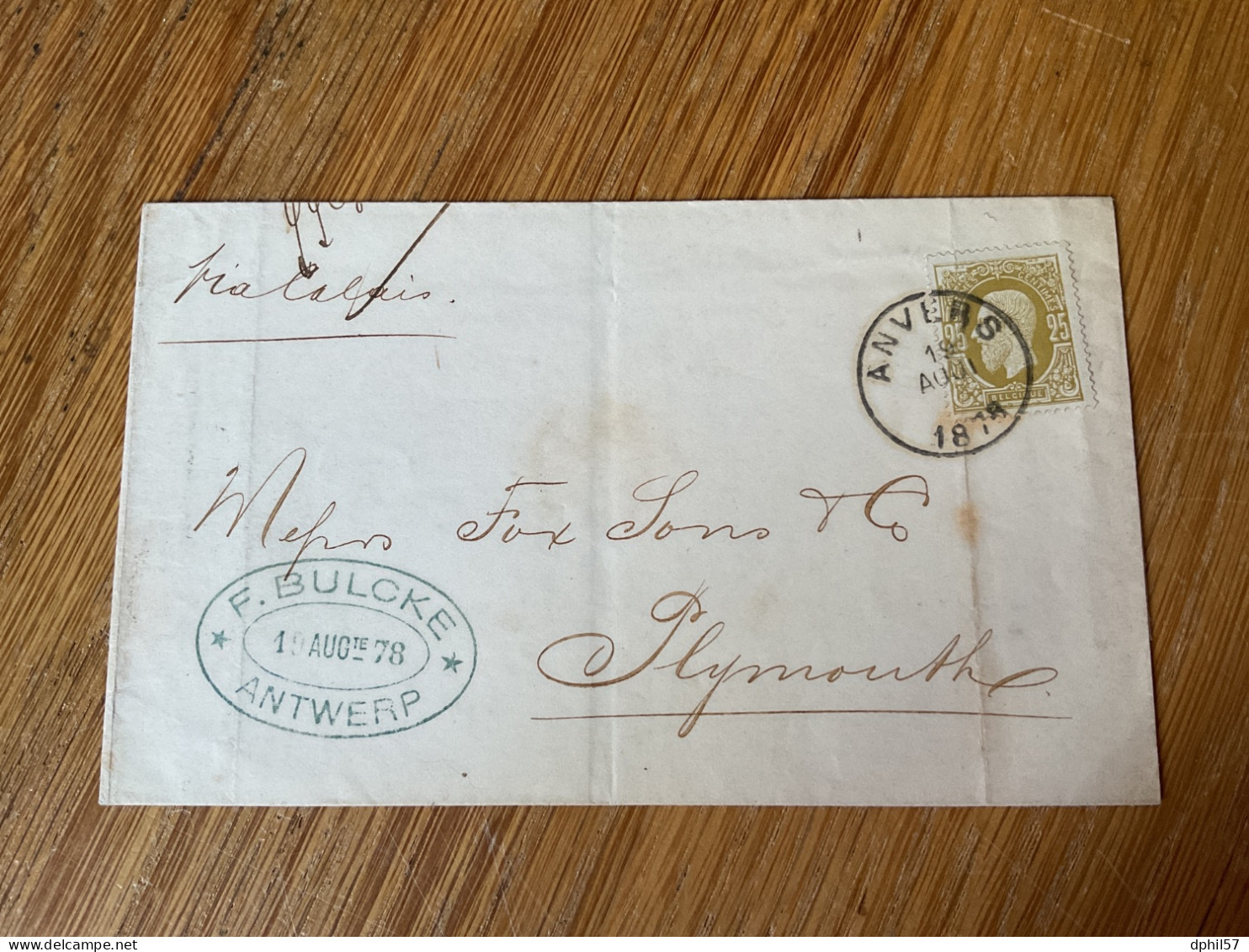 Belgique N°32 Sur Pli D’Anvers (1878) Vers L’Angleterre + Cachet Ambulant - Cartas & Documentos