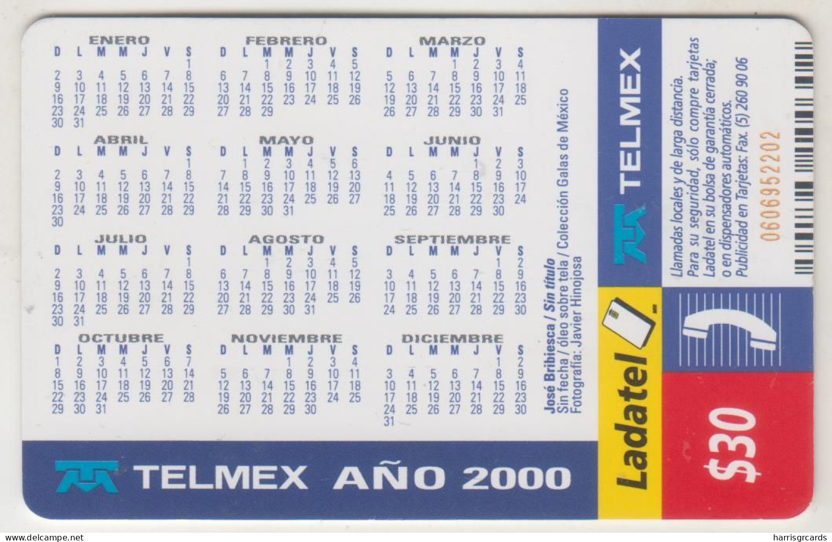 MEXICO - Dama Y Pirámide Pintura De José Bribiesca T-4 , 30 $ Mexican Peso, Chip:SC7 , Used - México