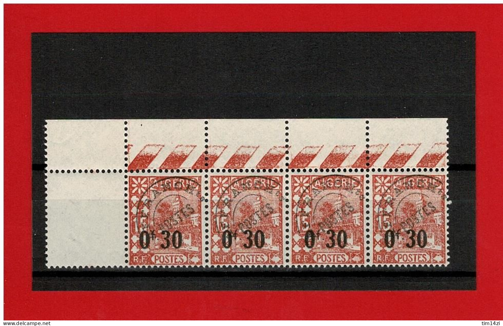 ALGERIE - 1938 - N°14** PREOBLITERES - SUPERBE - MOSQUEE - BLOC De 4 TIMBRES  SANS CHARNIERE - BORD DE FEUILLE - Postage Due