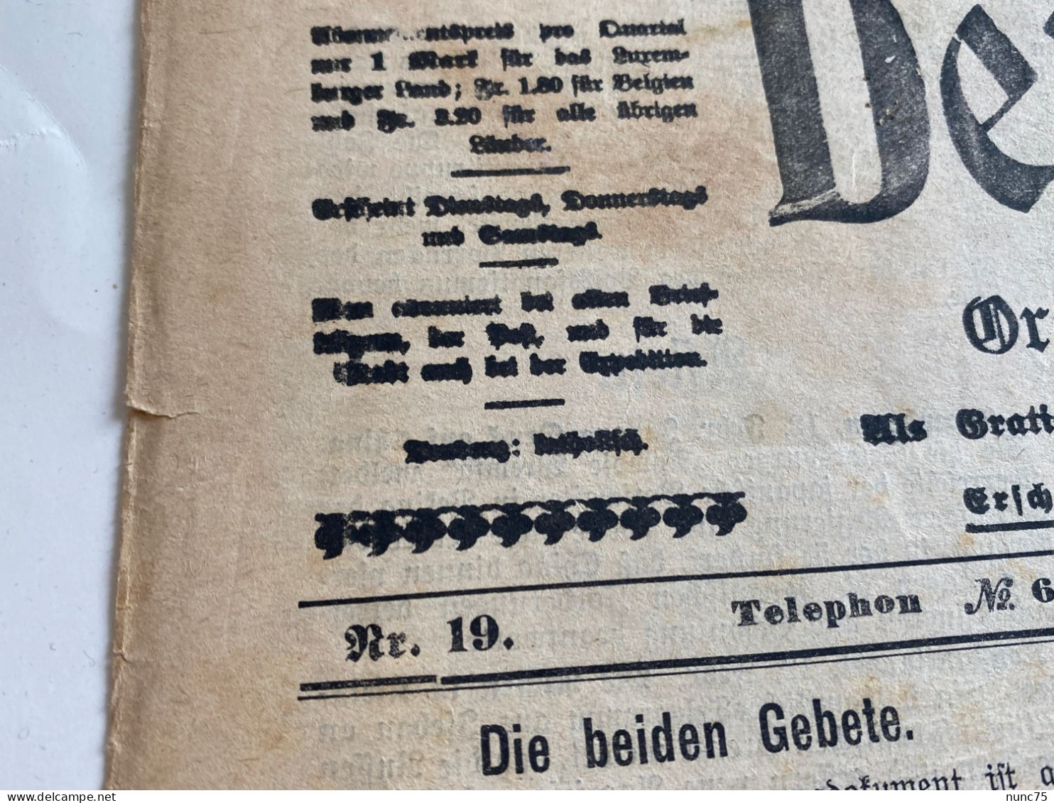 ••  NEW ••  DIEKIRCH  DER FORTSCHRITT 1915  Druck Pierre CARIERS  Luxembourg Journal Zeitung No Schroell - Diekirch