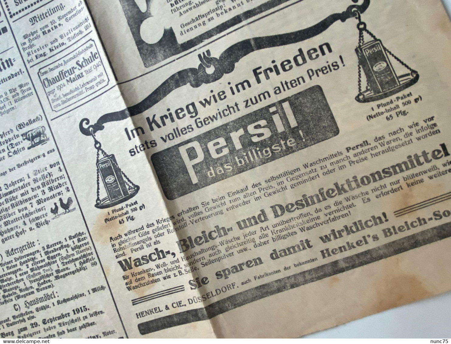 ••  NEW ••  DIEKIRCH  DER FORTSCHRITT 1915  Druck Pierre CARIERS  Luxembourg journal Zeitung no Schroell