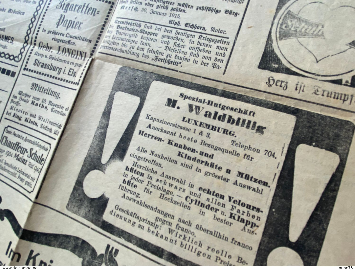 ••  NEW ••  DIEKIRCH  DER FORTSCHRITT 1915  Druck Pierre CARIERS  Luxembourg journal Zeitung no Schroell