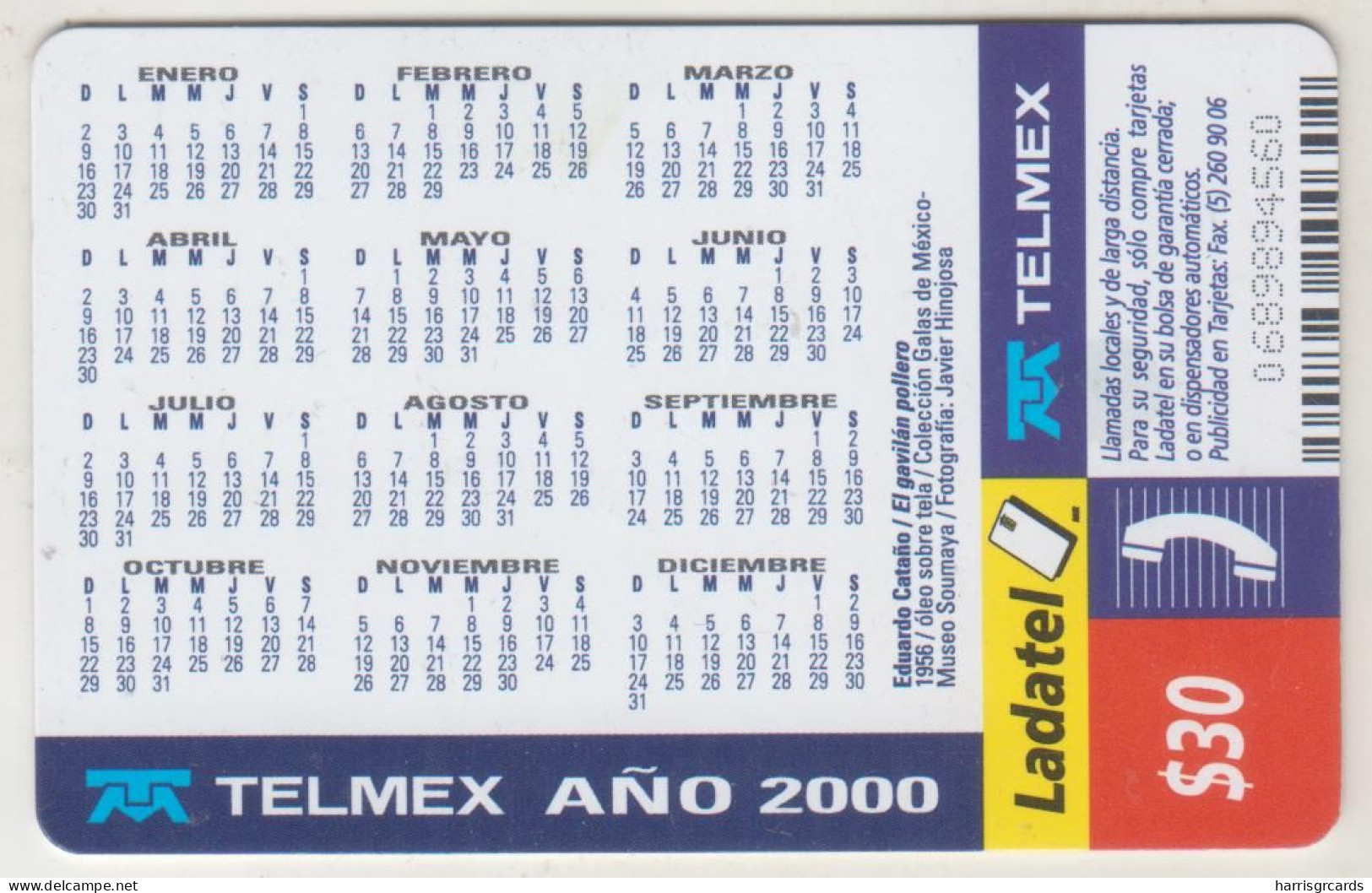 MEXICO - El Gavilán Pollero - Eduardo Cataño T-2 , 30 $ Mexican Peso, Chip:OB1 , Used - Mexique