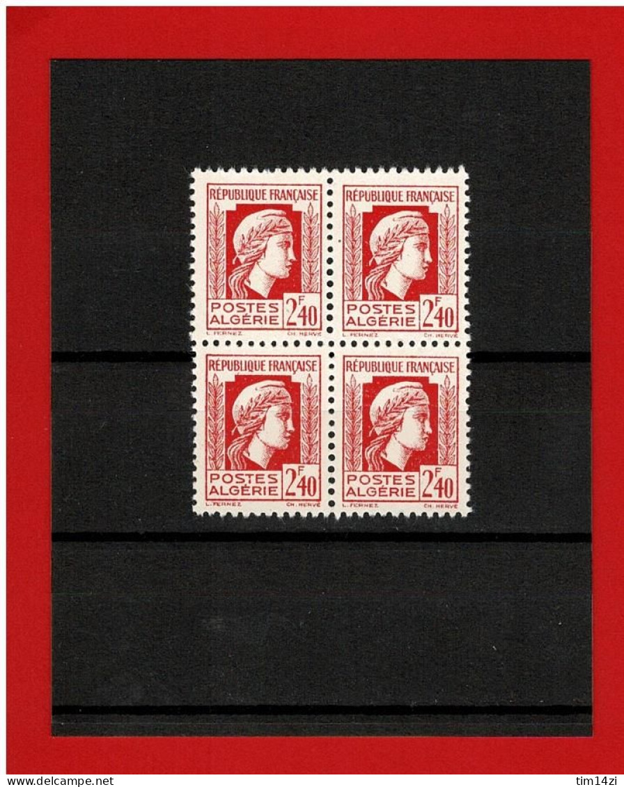 ALGERIE - 1944 - N°215** MARIANNE D'ALGER - SUPERBE - BLOC De 4 TIMBRES  SANS CHARNIERE - Neufs