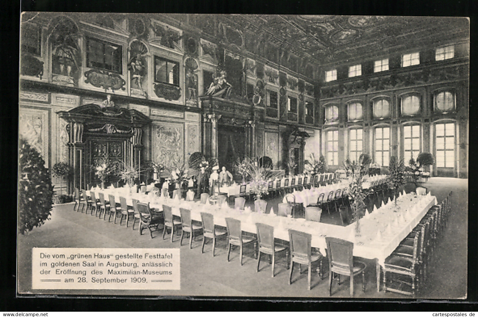 AK Augsburg, Festtafel Im Goldenen Saal Anlässlich Der Eröffnung Des Maximilian-Museums 1909  - Augsburg