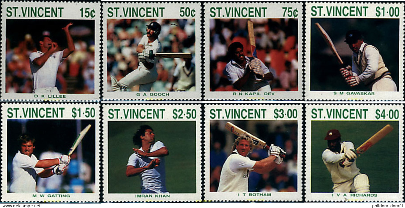 726955 HINGED SAN VICENTE 1988 JUGADORES DE CRICKET - St.Vincent (1979-...)