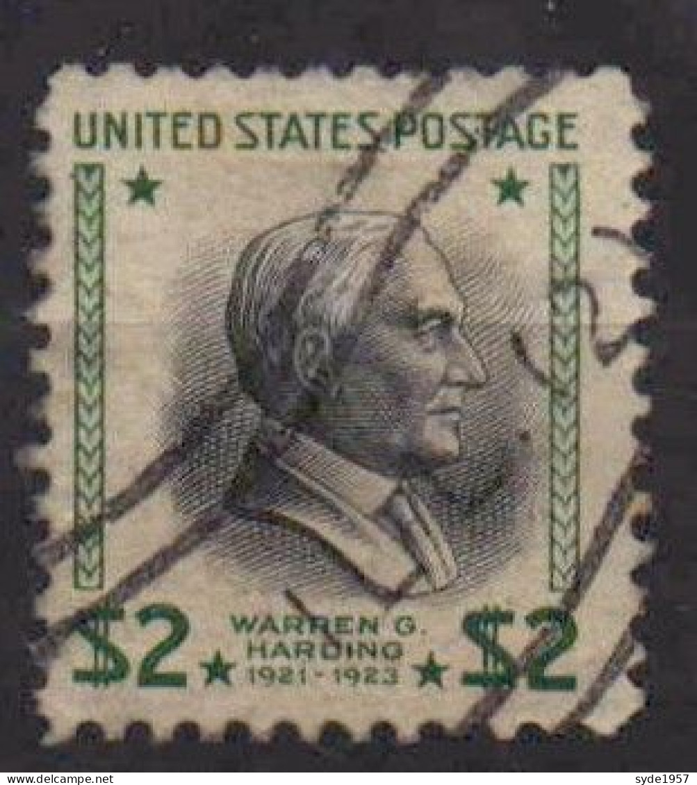 US Postage -1938 Presidential Issue Président Harding, Warren 2$ Vert/Noir - Gebraucht