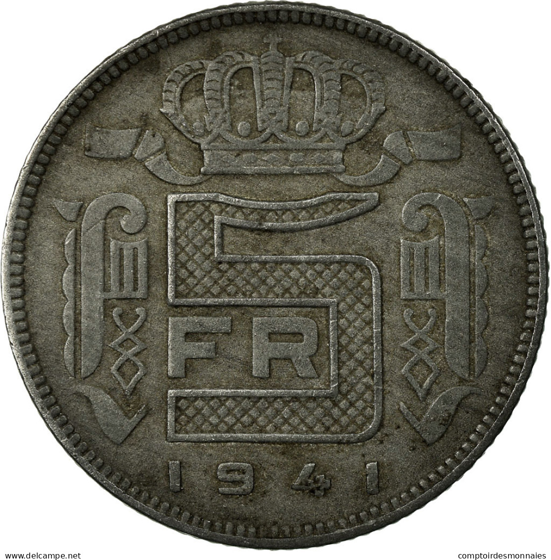 Monnaie, Belgique, 5 Francs, 5 Frank, 1941, TTB, Zinc, KM:129.1 - 5 Francs