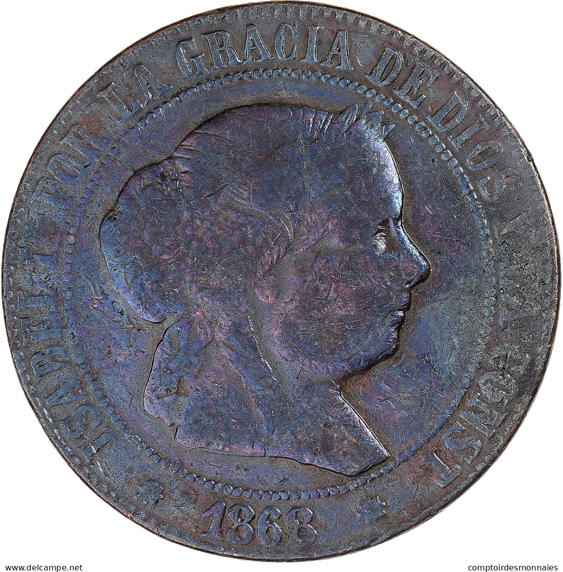 Monnaie, Espagne, 5 Centimos, 1868 - Premières Frappes