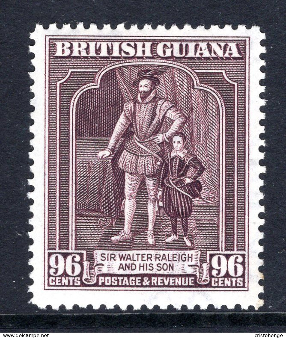 British Guiana 1938-52 KGVI Pictorials - 96c Sir Walter Raleigh - P.12½ HM (SG 316) - Guyana Britannica (...-1966)