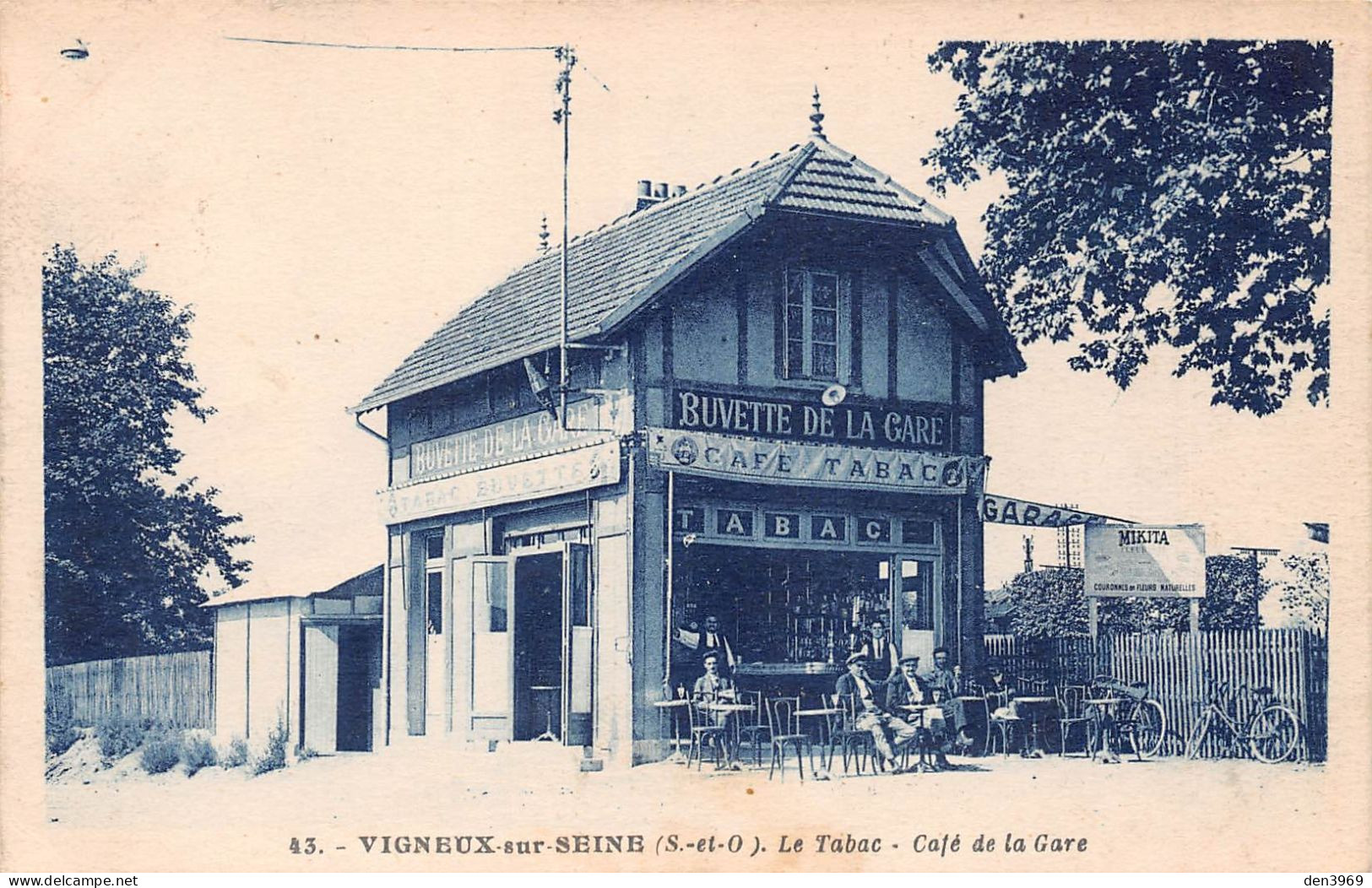 VIGNEUX-sur-SEINE (Essonne) - Le Tabac - Café De La Gare - Voyagé 1935 (2 Scans) Simone Thiébaud, Faubourg De Gray, Dole - Vigneux Sur Seine