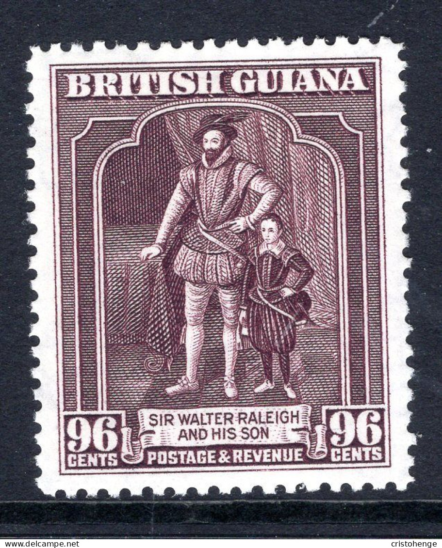 British Guiana 1938-52 KGVI Pictorials - 96c Sir Walter Raleigh - P.12½ HM (SG 316) - British Guiana (...-1966)