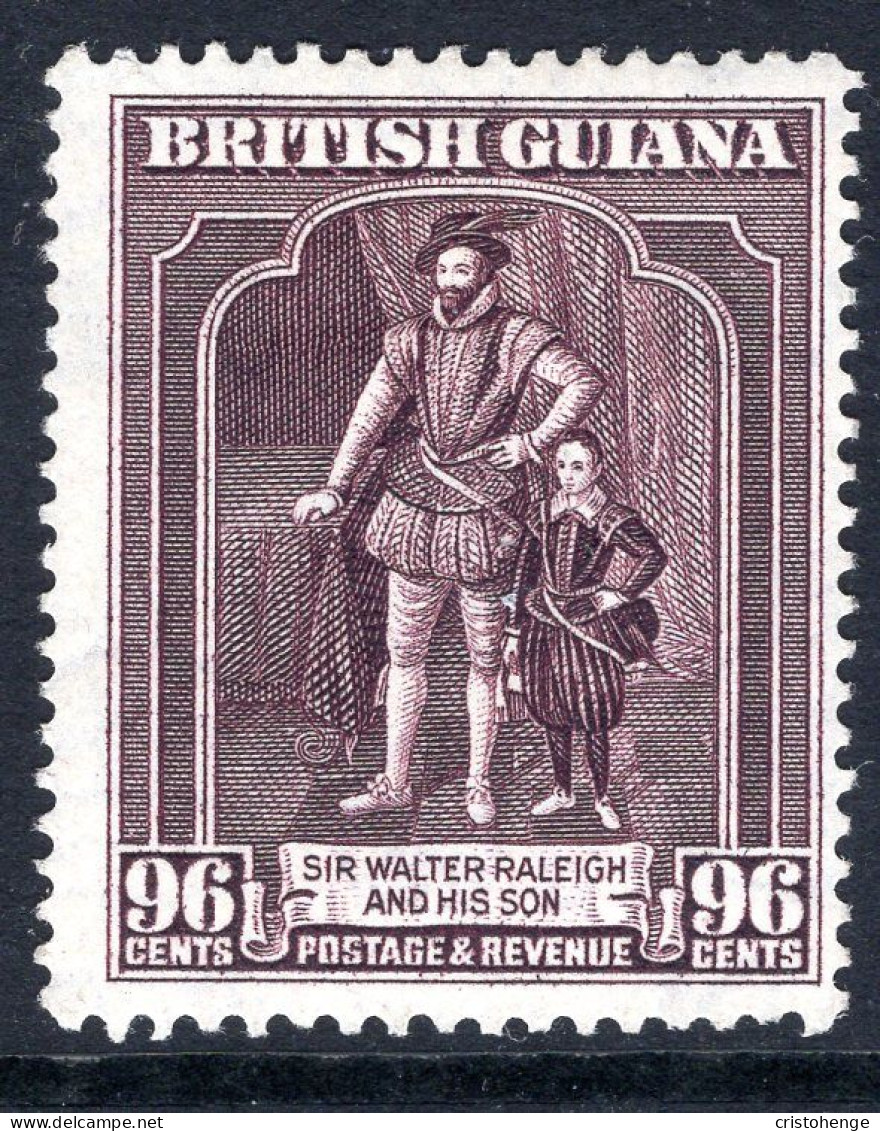 British Guiana 1938-52 KGVI Pictorials - 96c Sir Walter Raleigh - P.12½ X 13 HM (SG 316a) - Guayana Británica (...-1966)
