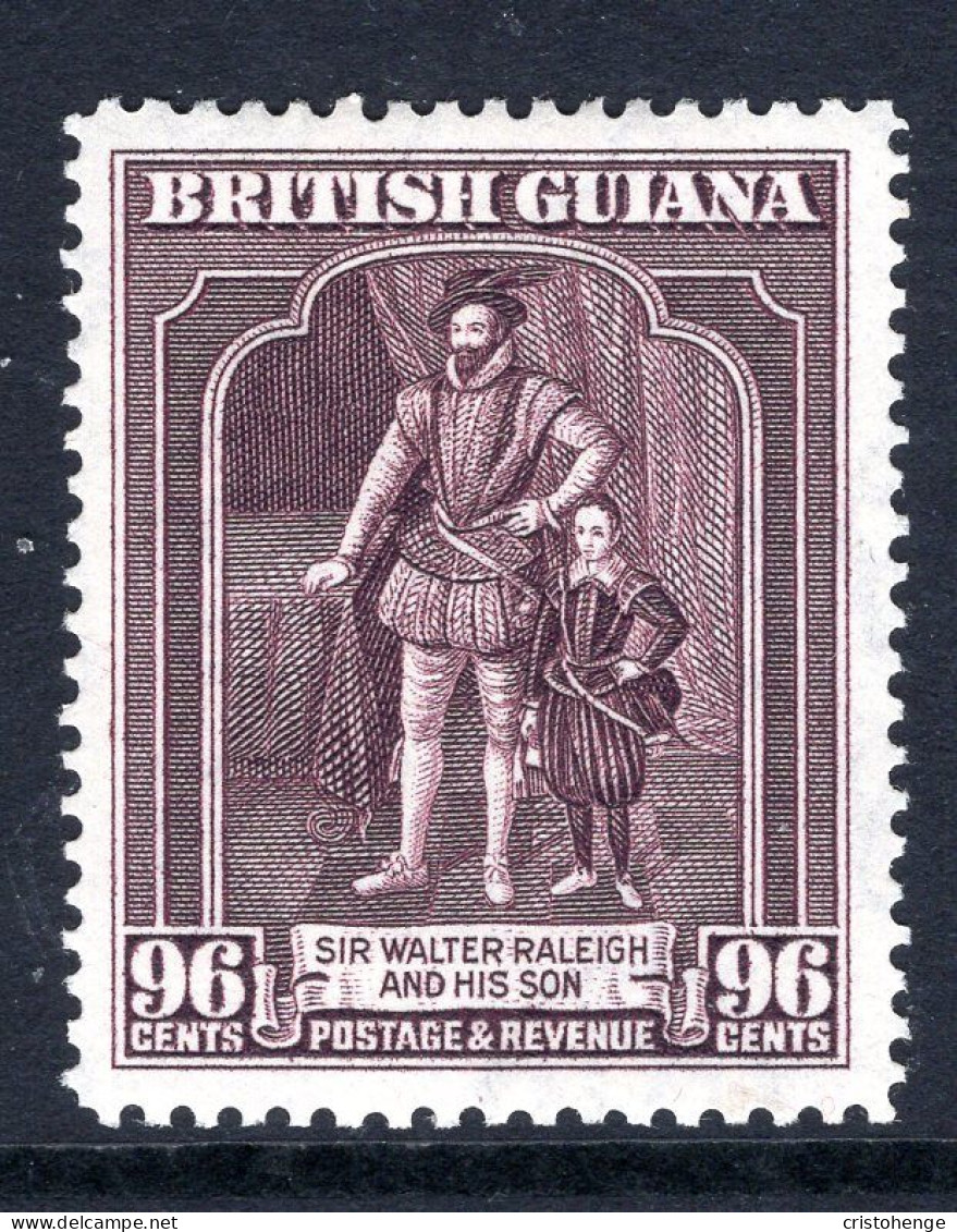 British Guiana 1938-52 KGVI Pictorials - 96c Sir Walter Raleigh - P.12½ X 13 HM (SG 316a) - Brits-Guiana (...-1966)