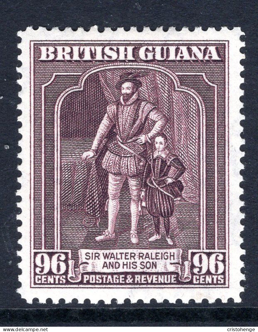 British Guiana 1938-52 KGVI Pictorials - 96c Sir Walter Raleigh - P.12½ X 13 HM (SG 316a) - Guyane Britannique (...-1966)