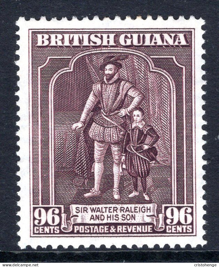 British Guiana 1938-52 KGVI Pictorials - 96c Sir Walter Raleigh - P.12½ X 13 HM (SG 316a) - Guayana Británica (...-1966)