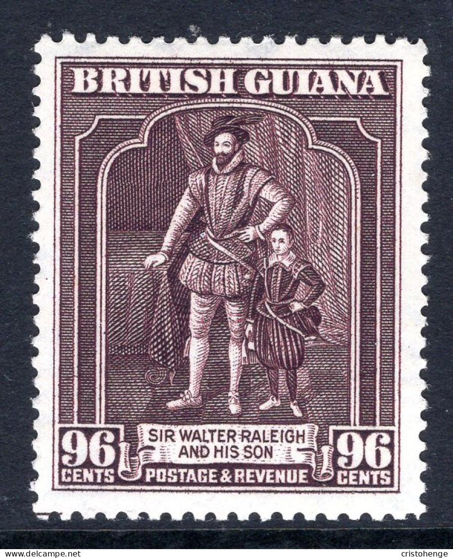 British Guiana 1938-52 KGVI Pictorials - 96c Sir Walter Raleigh - P.13 X 14 HM (SG 316b) - Guayana Británica (...-1966)
