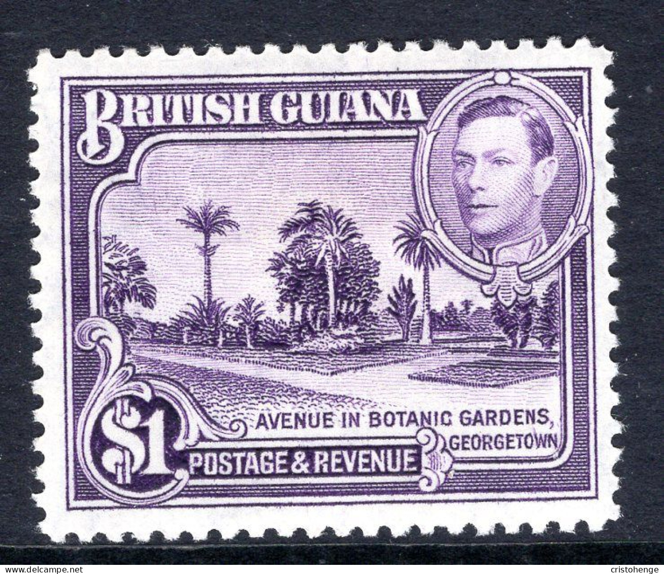 British Guiana 1938-52 KGVI Pictorials - $1 Botanical Gardens - P.12½ HM (SG 317) - Brits-Guiana (...-1966)