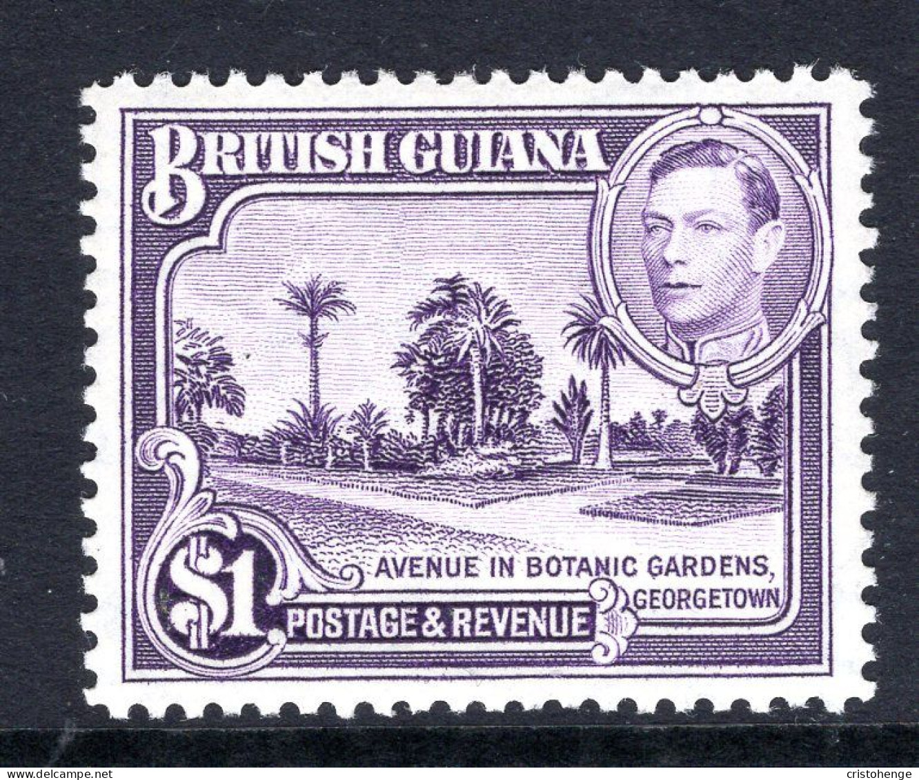 British Guiana 1938-52 KGVI Pictorials - $1 Botanical Gardens - P.12½ HM (SG 317) - Brits-Guiana (...-1966)