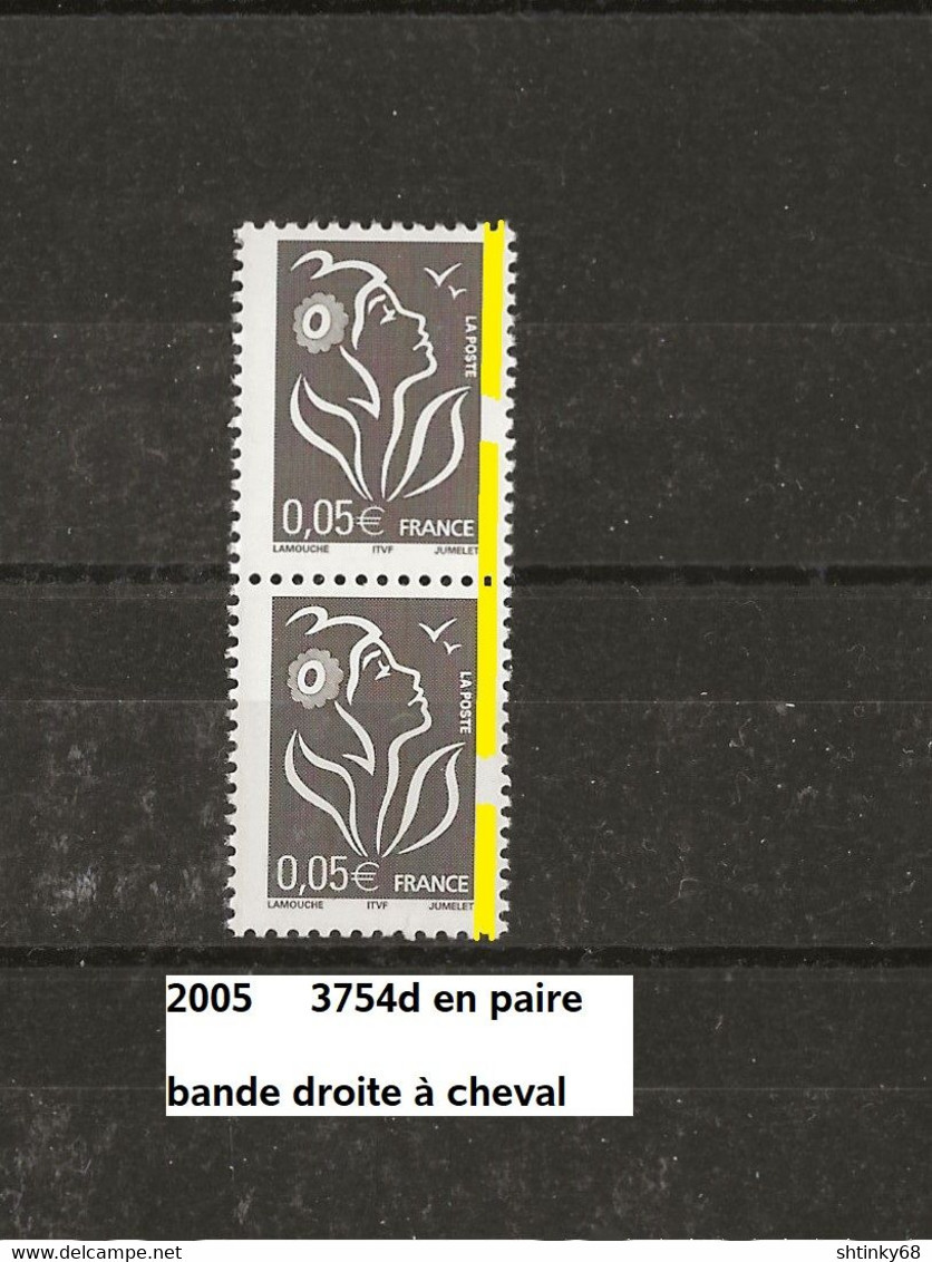 Variété 2005 Neuf** Y&T N° 3754d Bande Droite à Cheval En Paire - Unused Stamps