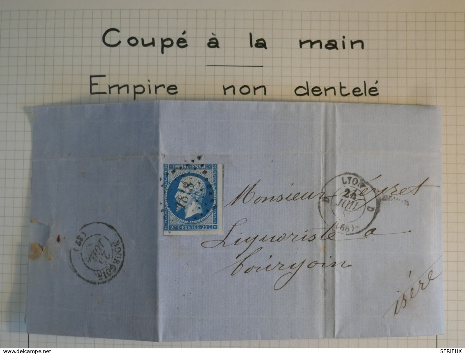 DL 14 FRANCE  BELLE LETTRE  1854  LYON A BOURGOIN  +N°14 ++AFF. INTERESSANT++VU BEHR.DISPERSION COLLECTION++ - 1853-1860 Napoleone III