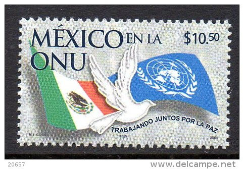 Mexique Mexico 2150 Drapeaux  Colombe , ONU - Briefmarken