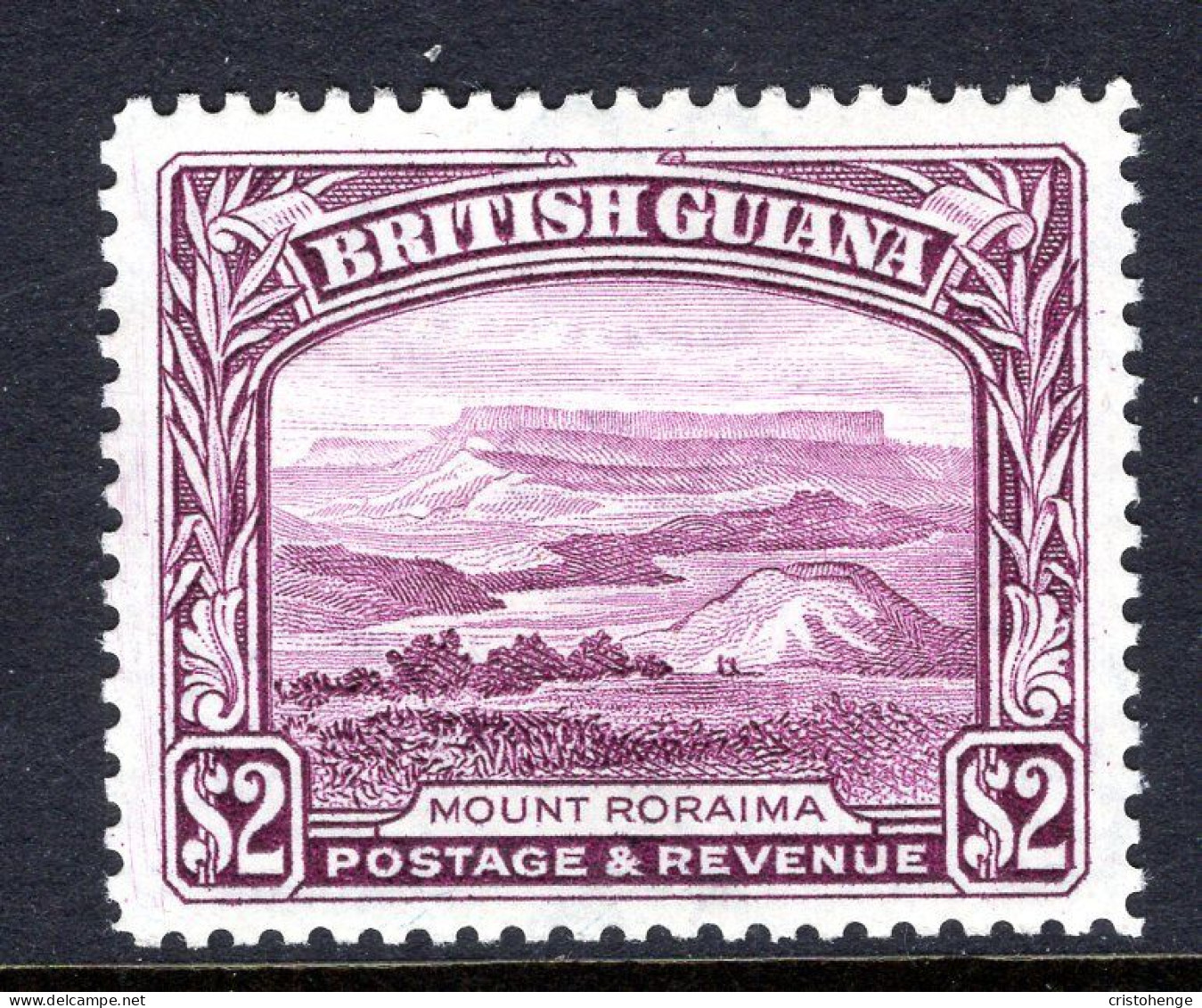 British Guiana 1938-52 KGVI Pictorials - $2 Mount Roraima - P.12½ HM (SG 318) - Guyane Britannique (...-1966)