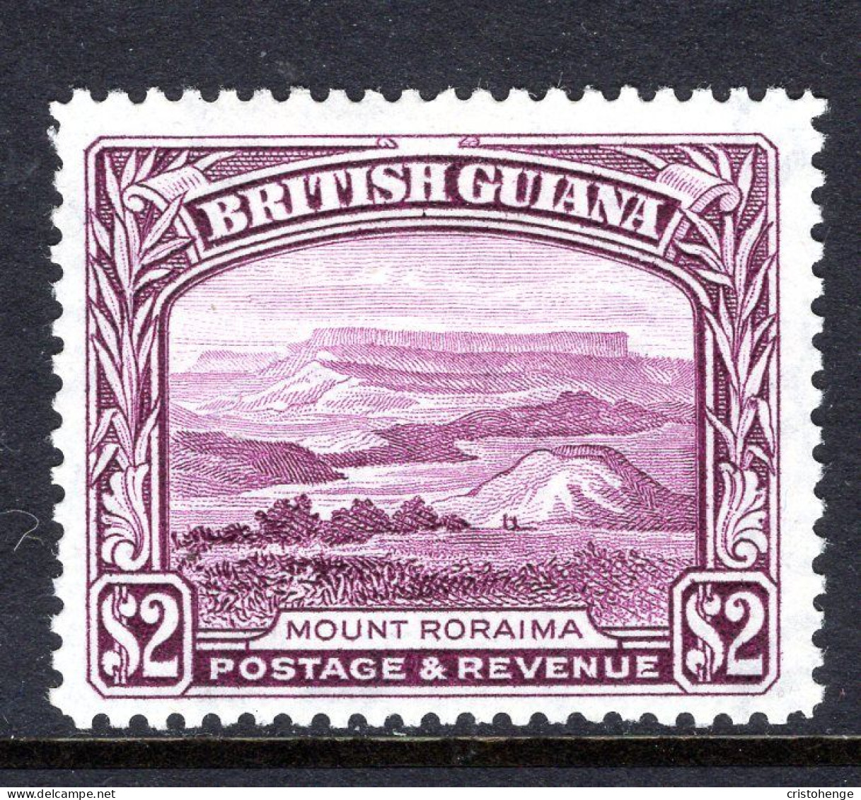 British Guiana 1938-52 KGVI Pictorials - $2 Mount Roraima - P.12½ HM (SG 318) - British Guiana (...-1966)