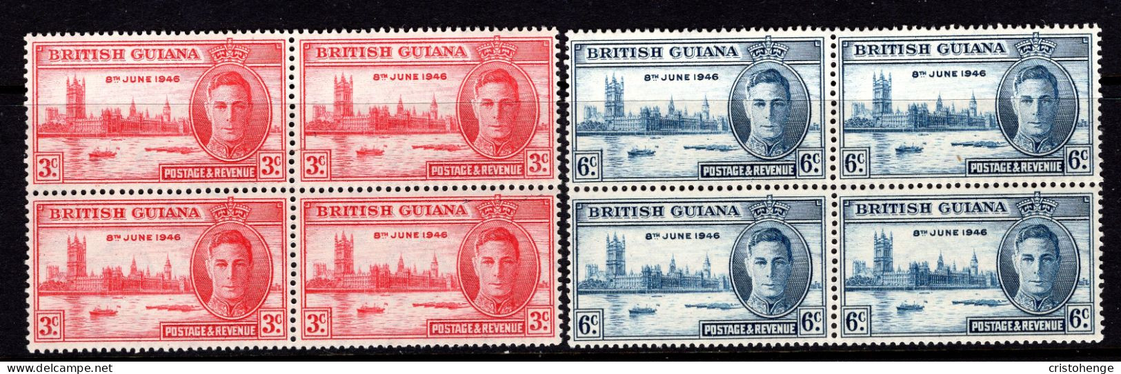 British Guiana 1946 Victory Blocks Set MNH (SG 320-321) - Guyane Britannique (...-1966)