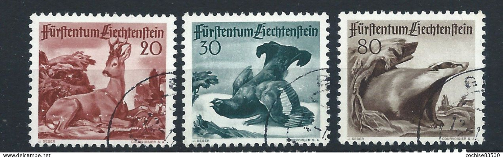 Liechtenstein N°247/49 Obl (FU) 1950 - Faune Divers - Gebruikt