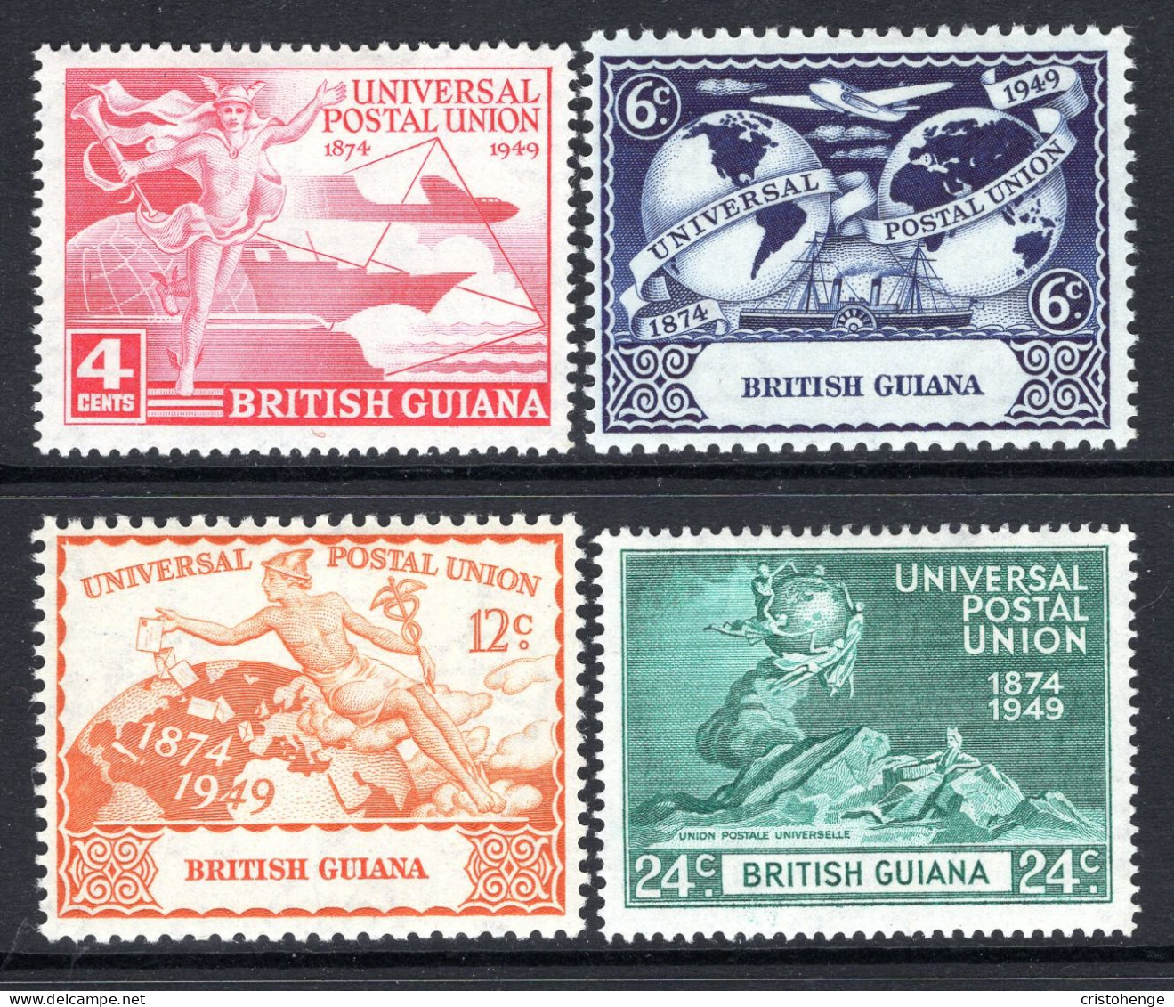 British Guiana 1949 75th Anniversary Of UPU Set HM (SG 324-327) - Guyane Britannique (...-1966)