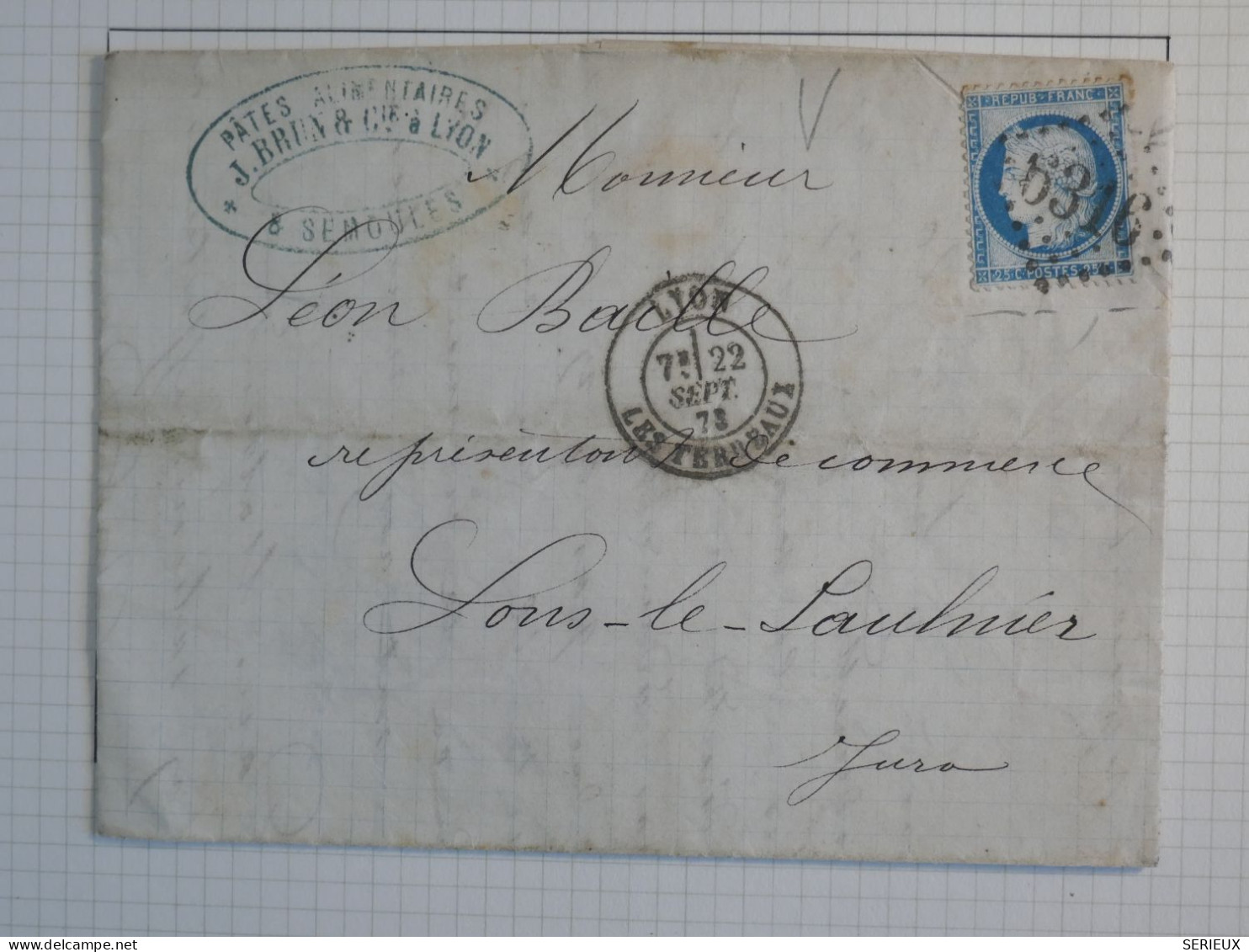 DL 14 FRANCE  BELLE LETTRE  1874 LYON A LONS     +N°60++AFF. INTERESSANT++++ - 1871-1875 Cérès