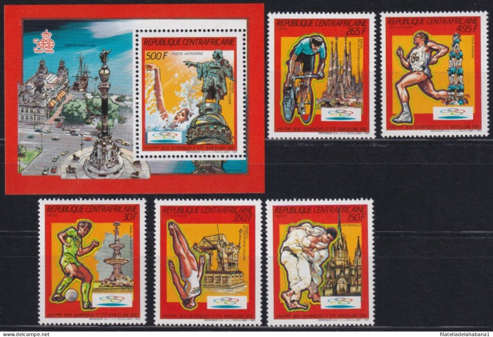 F-EX48798 CENTRAL AFRICA MNH 1987 OLYMPIC GAMES BARCELONA SOCCER CYCLING JUDO.  - Zomer 1992: Barcelona