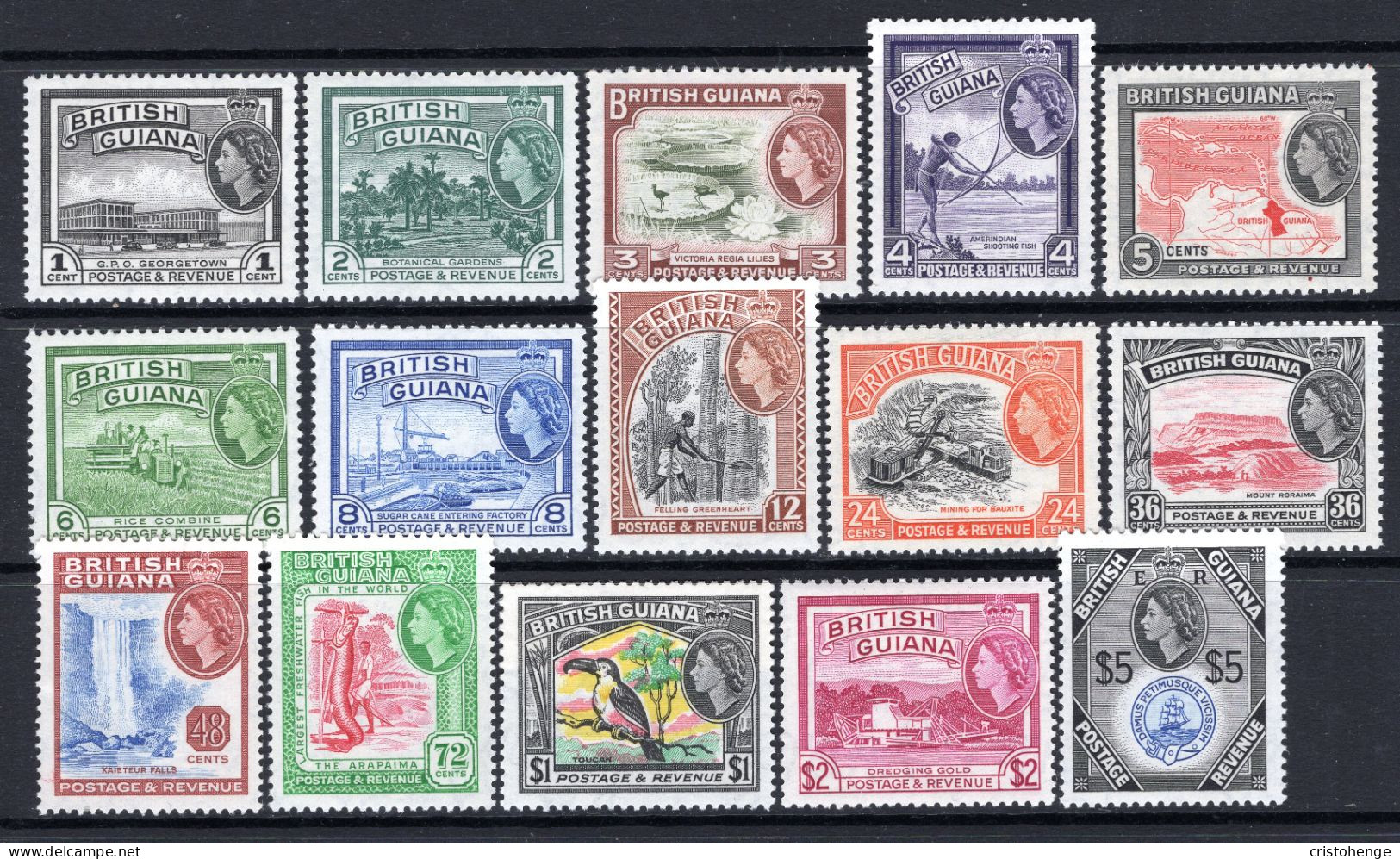 British Guiana 1954-63 QEII Pictorials Complete Set MNH (SG 331-345) - Brits-Guiana (...-1966)