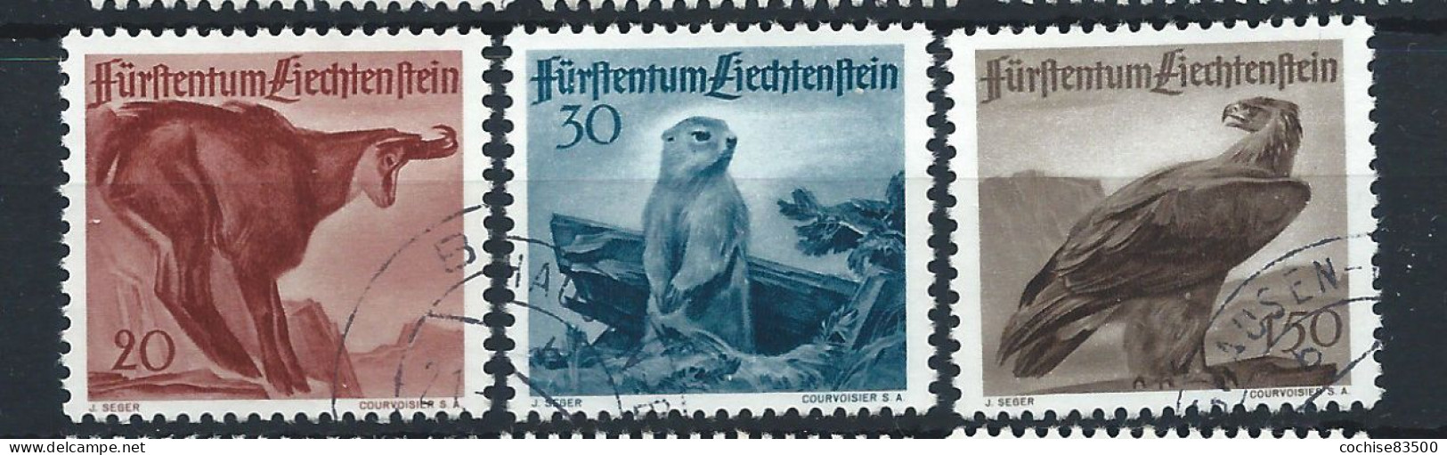 Liechtenstein N°228/30 Obl (FU) 1947 - Faune Divers - Gebraucht