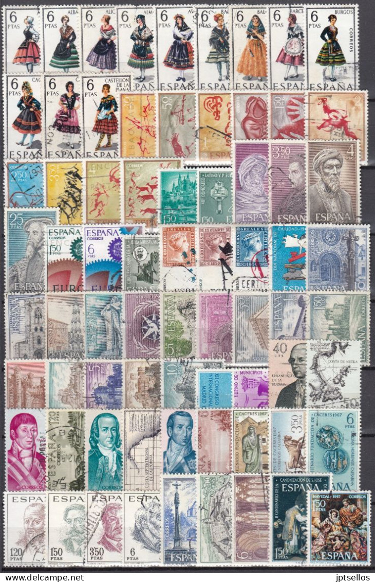 ESPAÑA 1967 Nº 1767/1838 AÑO COMPLETO USADO, CON TRAJES, 72 SELLOS - Années Complètes