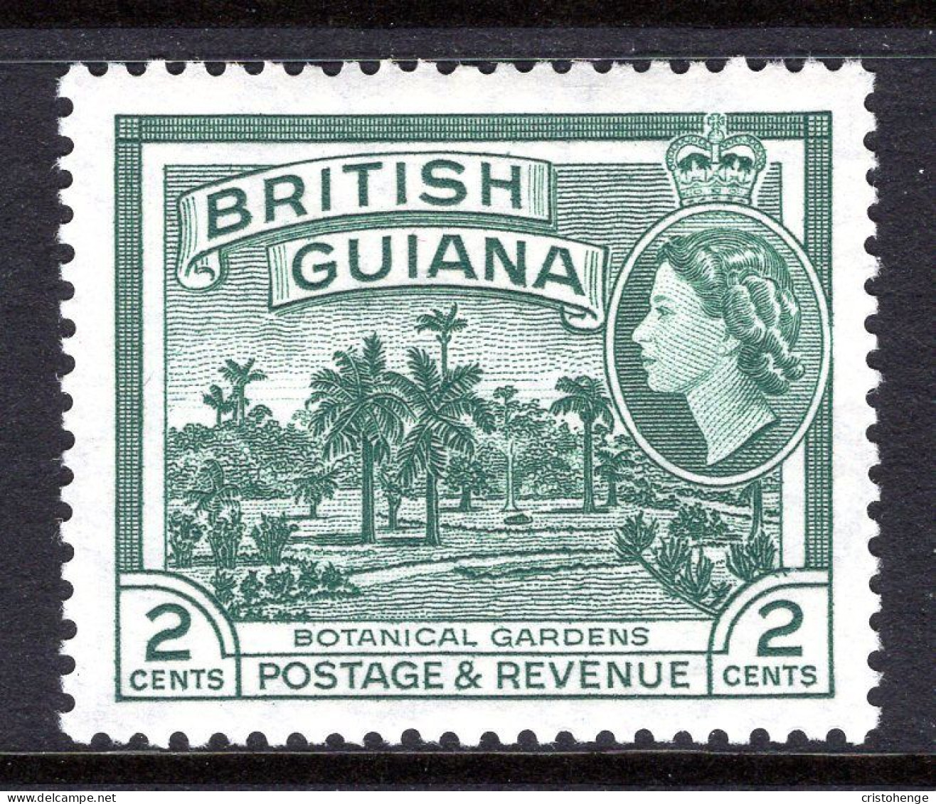 British Guiana 1954-63 QEII Pictorials - 2c Botanical Gardens HM (SG 332) - Guayana Británica (...-1966)