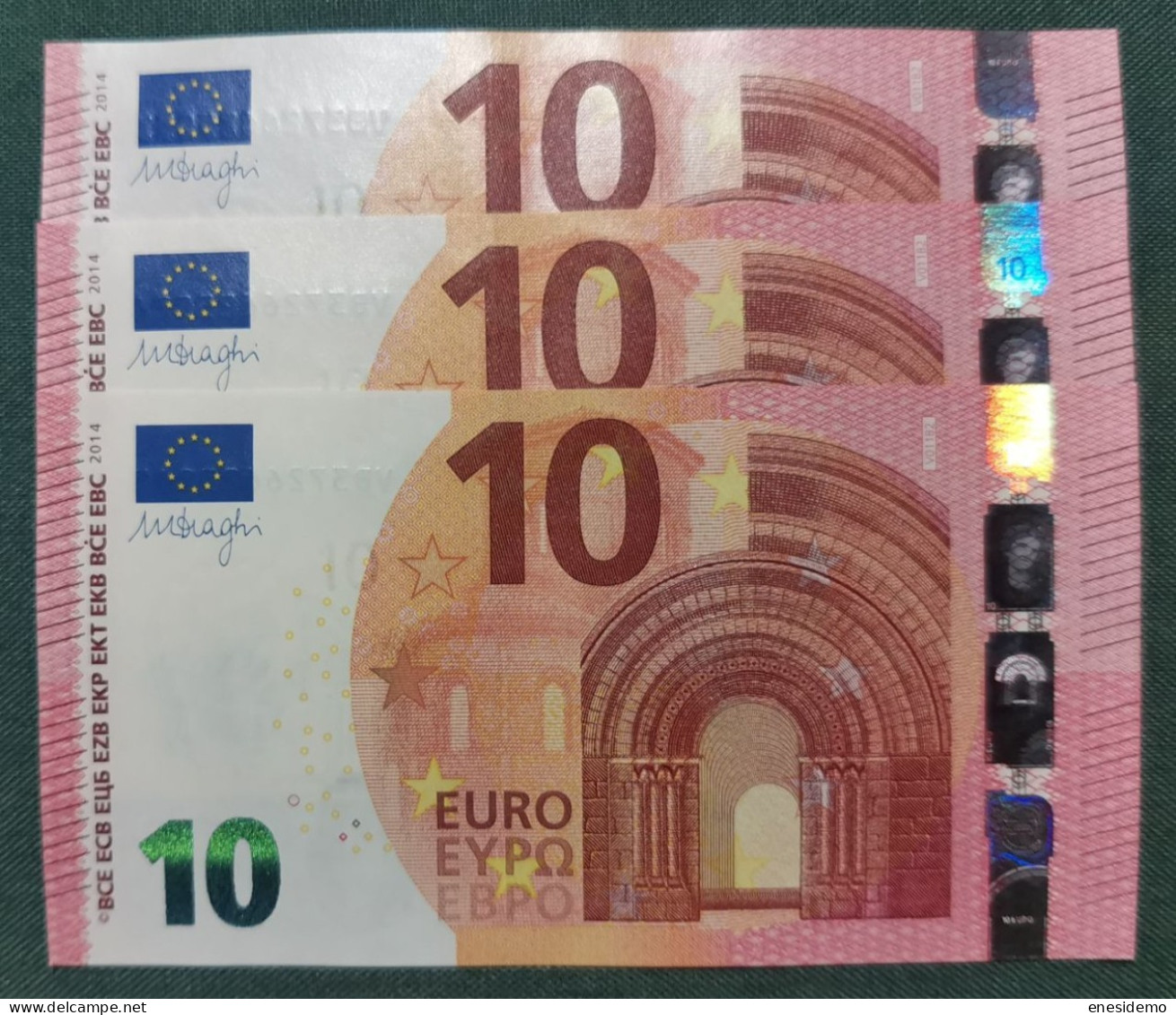 10 EURO SPAIN 2014 DRAGHI V011B2 VB CORRELATIVE TRIO SC FDS UNCIRCULATED  PERFECT - 10 Euro