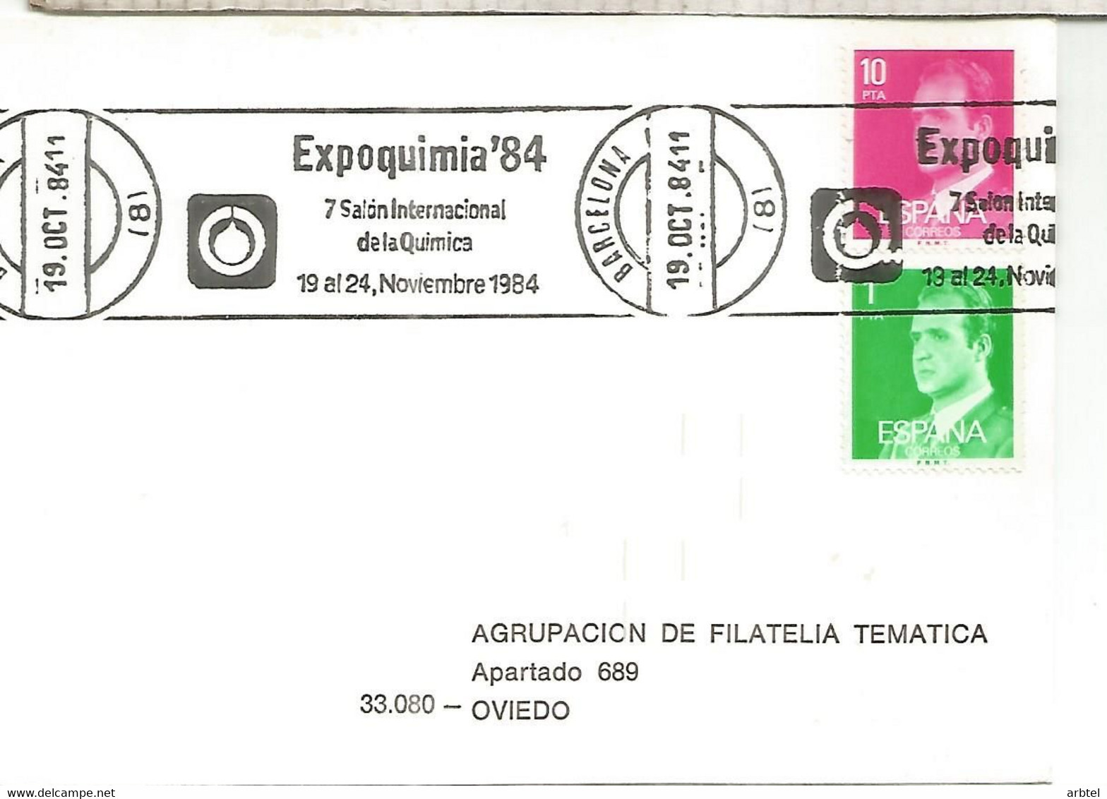 ESPAÑA 1984 MAT RODILLO BARCELONA EXPOQUIMIA 84 SALON QUIMICA CHEMICAL CHEMISTRY - Química