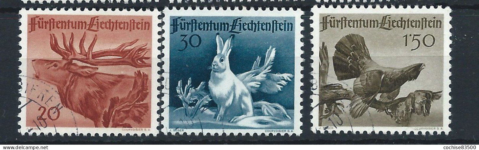 Liechtenstein N°224/26 Obl (FU) 1946 - Faune Divers - Gebruikt