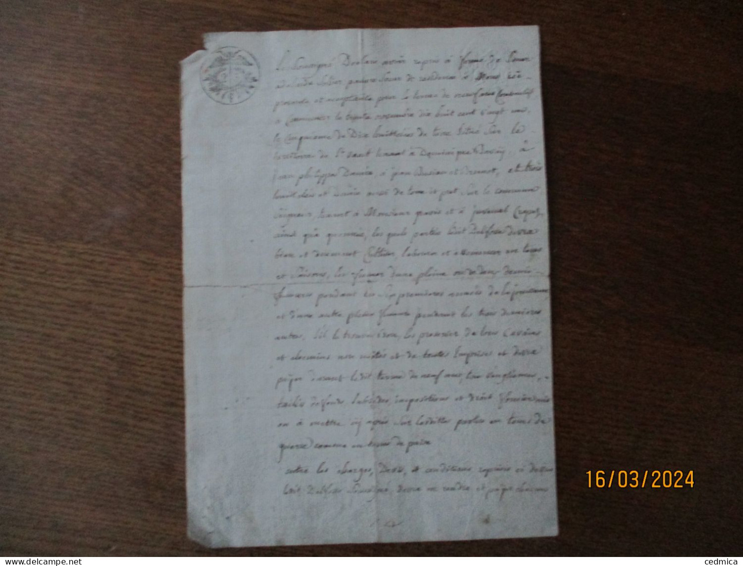 12 DECEMBRE 1818 LE SOUSSIGNE DECLARE AVOIR REPRIS A FERME DE SOEUR ADELAÏDE SOHIER PAUVRE SOEUR DE RESIDENCE A MONS CAC - Manuscrits