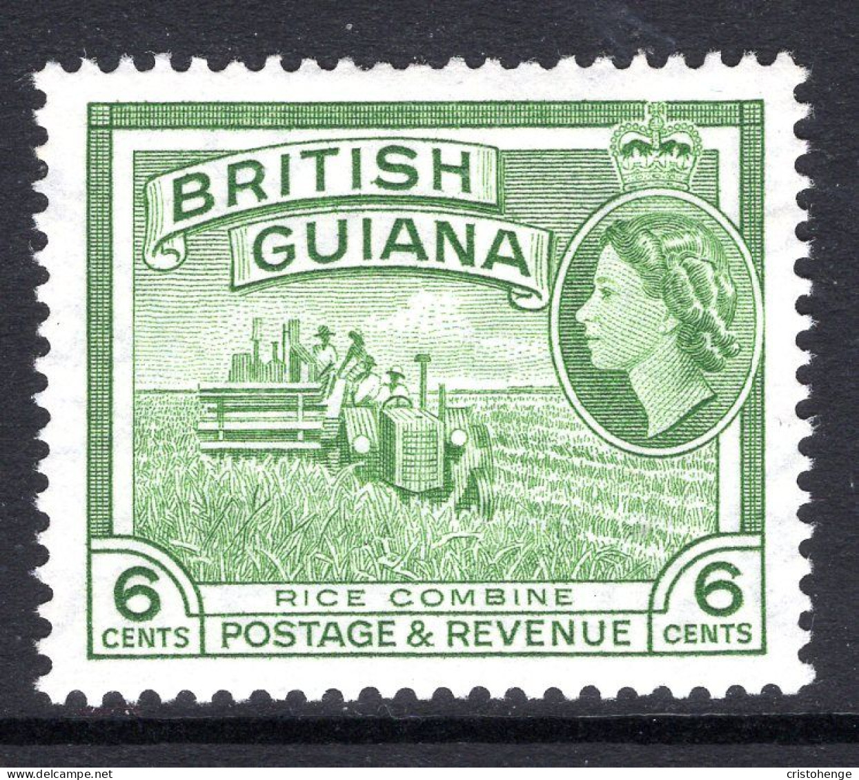 British Guiana 1954-63 QEII Pictorials - 6c Rice Combine-harvester HM (SG 336) - British Guiana (...-1966)