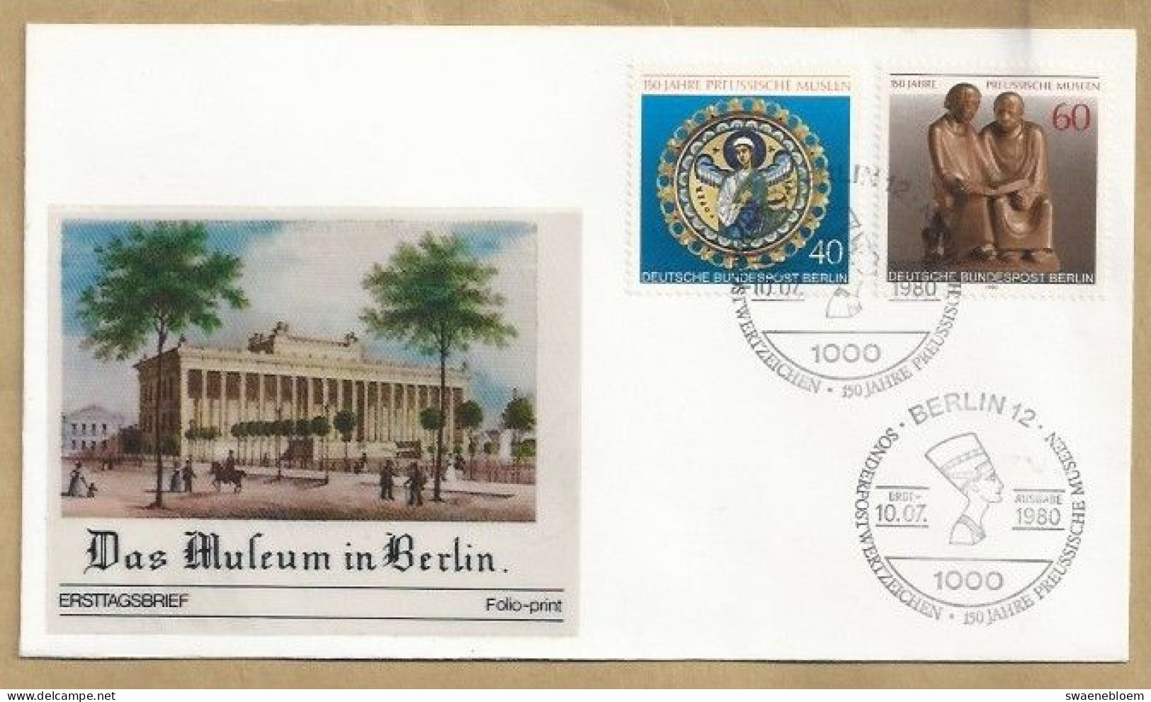 DE.- ERSTTAGSBRIEF. DAS MUSEUM IM BERLIN. ERSTAUSGABE 10.07.1980. 150 JAHRE PREUSSISCHE MUSEEN. BERLIN 12. FDC. - 1971-1980