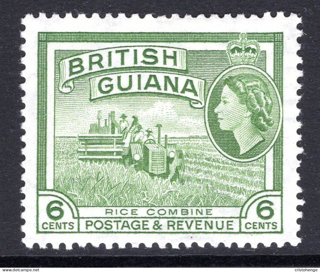 British Guiana 1954-63 QEII Pictorials - 6c Rice Combine-harvester - DLR Printing - HM (SG 336a) - Britisch-Guayana (...-1966)