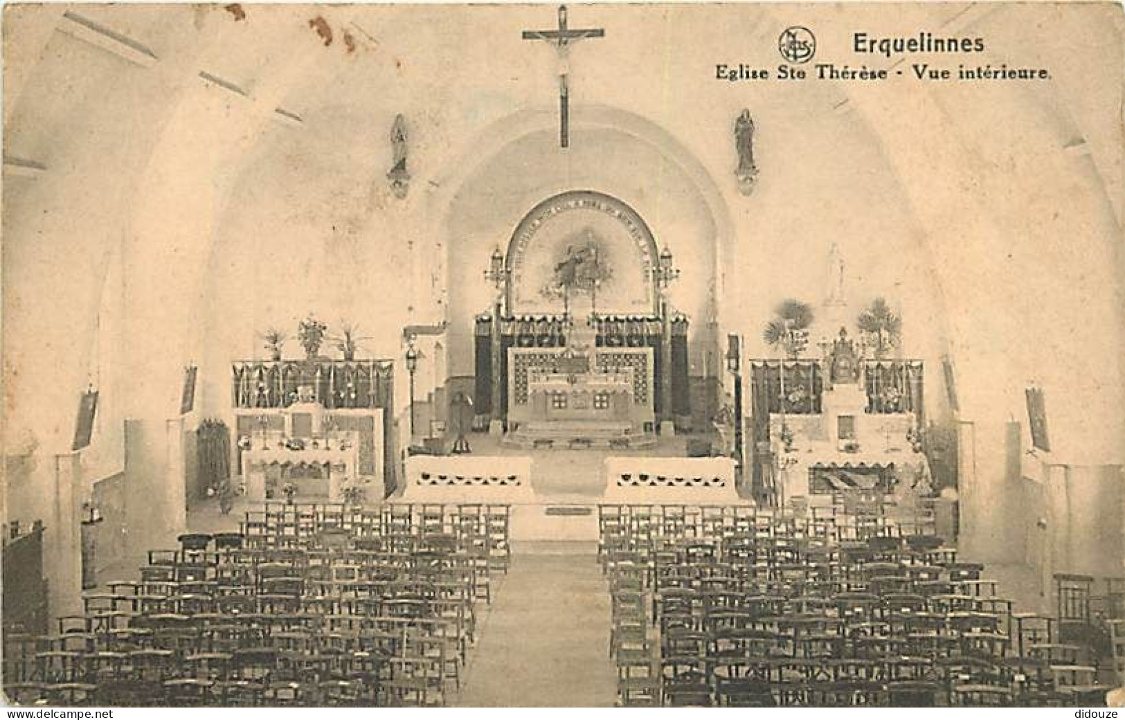 Belgique - Erquelinnes - Eglise Sainte Thérèse - Vue Intérieure - Voyagée En 1919 - Correspondance - CPA - Voir Scans Re - Erquelinnes